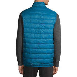 URBANGAZER INDUSTRIES Men's Blue Stand Collar <b>Padded</b> Vest Zipper Closure Regular Length Solid Color <b>Waterproof</b> Polyester/Cotton - Product Image 5