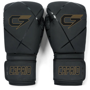 Gants de boxe d'entraînement MMA noirs en cuir PU avec fermeture auto-agrippante, logo personnalisé, OEM, marque privée, paire pour hommes et femmes - Product Image 2