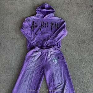 Conjuntos Deportivos de Invierno para Hombre, 100% Algodón Grueso, Estilo Vintage Desgastado con Bordado y Parches, Lavado Ácido, Cierre de Cremallera, Fabricante Personalizado con MOQ - Product Image 6