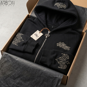 Sweat à capuche zippé noir pour homme 2026 OEM ODM, broderie gothique, streetwear, molletonné, avec logo personnalisé, décontracté, pour l'hiver - Product Image 3
