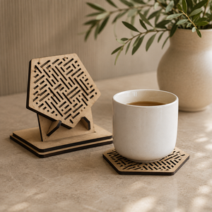Mandala Laser Cut Solid Wood <b>Coaster</b> Set Handcrafted Heat Resistant <b>Drink</b> Mat Decorative Table Protector Coffee Tea Cup Holder - Product Image 5
