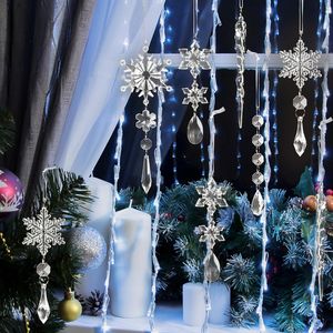 Set di 18 Decorazioni Natalizie in Acrilico Cristallo, Pendenti a Forma di Fiocchi di Neve e Ghiaccioli per Decorazioni Invernali - Product Image 1