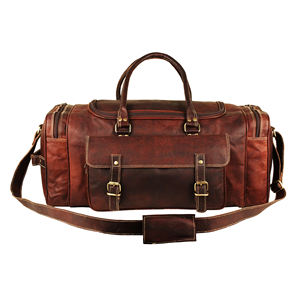 Sac de voyage en cuir de luxe pour hommes et femmes, design prêt à l'emploi avec intérieur spacieux, fermetures éclair robustes et sangle réglable - Product Image 1