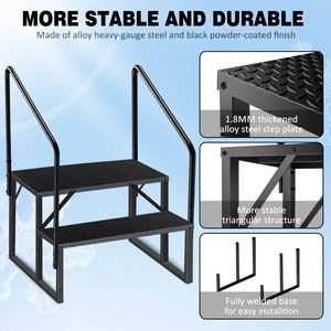 Taburete de paso plegable de 2 escalones de alta resistencia, pasamanos dobles, pedales antideslizantes para adultos, personas mayores, capacidad de 330 libras, cocina interior y oficina - Product Image 5