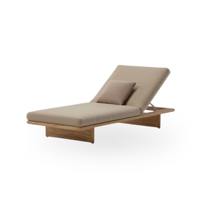 Chaise longue de jardin en teck moderne avec coussins rembourrés - Chaise longue de piscine et de patio - Product Image 4