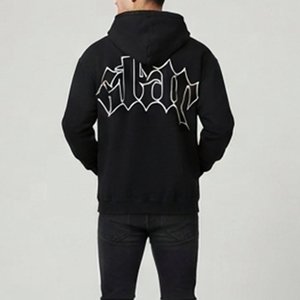 Nueva Sudadera con Capucha Negra para Hombre con Estampado de Logotipo Gótico Blanco en la Espalda, Corte Regular, Tejido de Algodón, Estilo Hip Hop para Otoño - Product Image 1