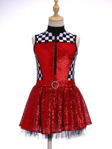 Vestidos de Baile de Salón Modernos para Niñas de 4 a 14 Años, Vestido Abullonado con Shorts Integrados, Disfraz de Piloto de Carreras para Entrenamiento de Danza - Product Image 5