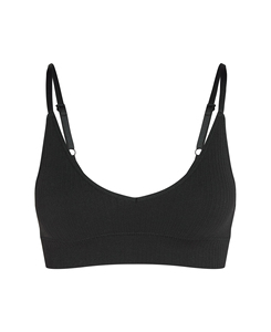 Soutien-gorge de sport côtelé noir sans couture sur mesure 2026, col rond, maintien moyen, haut de sport pour femme, qualité supérieure, pas cher - Product Image 4