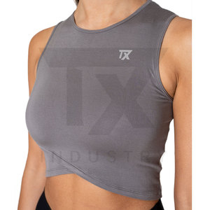 Top Corto para Mujer, Informal, Transpirable, de Secado Rápido, Hecho en Fábrica, de la Mejor Calidad, Cuello Redondo, Spandex/Poliéster, para Todas las Temporadas - Product Image 3