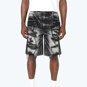 2023 Latest Design OEM New Best Selling High Waist Summer <b>Overalls</b> <b>Men</b> Casual Breathable Knitted 100% Cotton Denim Shorts - Product Image 4