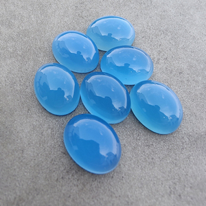 Cabujón Ovalado de Calcedonia Azul Natural, Piedra Preciosa Suelta Calibrada con Reverso Plano, para Joyería - Product Image 6