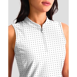 Polo sans manches pour femme Index, blanc avec col rose et imprimé abstrait, respirant, style sportif décontracté - Product Image 5