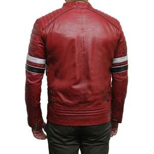 แจ็กเก็ตหนัง PU สำหรับผู้ชาย, แจ็กเก็ตหนังแฟชั่นสำหรับใส่ขี่มอเตอร์ไซค์เสื้อแจ็กเก็ตหนังสีทึบบางสำหรับฤดูใบไม้ผลิฤดูใบไม้ร่วง - Product Image 2