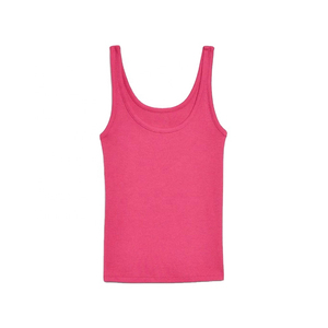 Camiseta sin mangas rosa para mujer, ajustada, de algodón y spandex, informal y deportiva, fabricante OEM de marca privada - Product Image 2