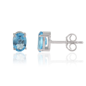 Hot Selling 925 <b>Sterling</b> <b>Silver</b> 100% Genuine Oval Cut Blue Topaz Fine <b>Stud</b> Earrings For Women's Daily Wear Jewelry - Product Image 3