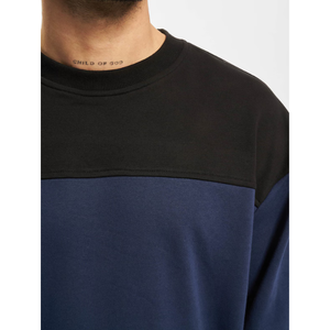 เสื้อสเวตเชิ้ตคอกลมสีบล็อก สีดำ-น้ำเงินกรมท่า ทรงโอเวอร์ไซส์ เสื้อสตรีทแวร์แบบสวมหัว ผู้ผลิตสินค้าภายใต้แบรนด์ของผู้จ้าง (OEM) - Product Image 4