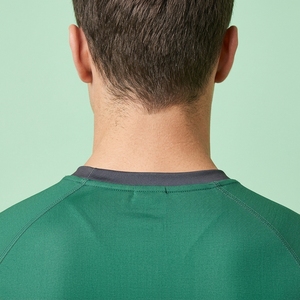 Men's Green Red Color Blocked Short Sleeve O-Neck Slim Fit Sporty Quick Dry Knitted Polyester T-Shirt - Product Image 4