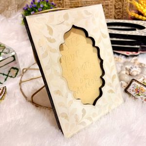 Cadre photo en bois de pin artisanal, imprimé UV, avec incrustation d'os et motif floral bleu, bordure en bois, best-seller au meilleur prix - Product Image 5