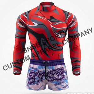 Maillot de compression à manches longues pour homme, imprimé par sublimation, séchage rapide, anti-UV, respirant, en nylon/spandex/polyester - Product Image 2