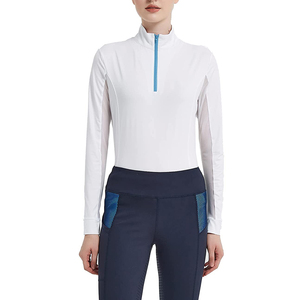 Chemise d'équitation pour femme de haute qualité à manches longues, en tissu Spandex respirant et à séchage rapide, taille haute avec cordon de serrage, couleur unie, personnalisable - Product Image 1