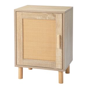 Burlywood FCH 40*30*55cm Particleboard Rattan Single Door Bedside Cabinet 1pc <b>Nightstand</b> - Product Image 4