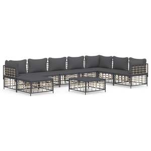 Ensemble de salon de patio en poly rotin anthracite de 9 pièces avec coussins pour le jardin - Product Image 2
