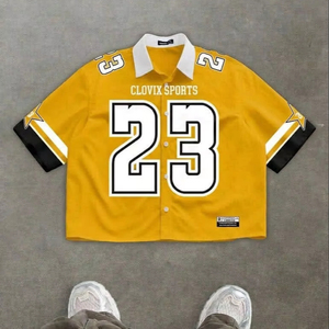 Meilleure Vente Prix Bas Collection Été Homme Chemise Décontractée Bleue à Manches Longues Coupe Ample avec Logo Imprimé Numérique sur le Devant et Boutons - Product Image 1