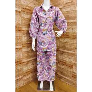 NOUVEAU ARRIVÉ COTON IMPRIMÉ TRAVAIL CORD SET LAVANDE - Product Image 1