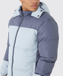 Custom Made Warm Winter <b>Men's</b> Canvas Waterproof Windproof Stand Hooded Puffer <b>Jacket</b> High Quality Quilted Padded Front Logo 2026 - Product Image 3