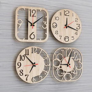 Horloge murale en bois et résine à aiguilles en quartz, finition grain naturel, décorative pour la maison, la chambre, la salle à manger, le bureau, le salon - Product Image 6