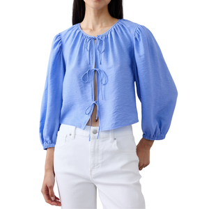 เสื้อเชิ้ตยีนส์ลำลองสำหรับผู้หญิง แต่งกระดุม ล้างสี สำหรับฤดูร้อน/ฤดูหนาว ผ้าฝ้าย 100% สวมใส่สบาย ขายส่ง ปรับแต่งได้ - Product Image 6