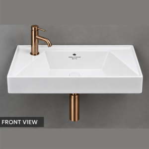 Lavabo mural rectangulaire moderne en céramique, avec robinet monotrou, capacité 12L, facile à nettoyer, écologique, pour hôpitaux et hôtels, blanc - Product Image 5