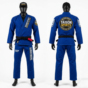 Combinaison de BJJ Premium 450 GSM en tissu perlé vert lime avec protections renforcées aux genoux, broderie personnalisée et logo imprimé - Product Image 3