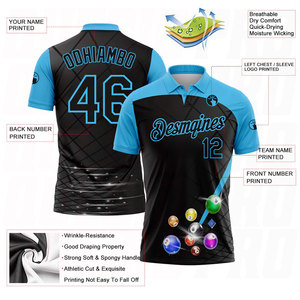 Chemise polo homme personnalisée, haute qualité, vêtements de sport, golf, noir, bleu ciel, billard, performance, anti-transpiration, athlétique - Product Image 6