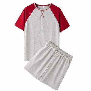 Men's Gray Olive Color Block Short Sleeve T-Shirt & Shorts <b>Set</b> Casual Summer Wear Breathable <b>Knitted</b> Cotton Outfit - Product Image 5