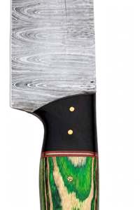 มีดทำครัวเหล็กดามัสกัสแบบแฮนด์เมด ด้ามไม้ปักกะวูดสีเขียว - Product Image 6