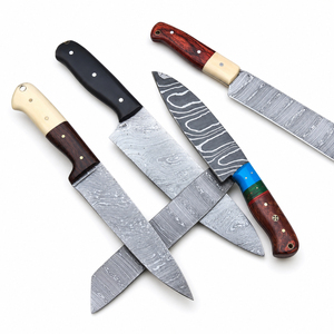 Burraq Custom Handmade Damascus Steel Drop Point Knife with Handle Leather Sheath Camping & Outdoor Sports 9-inch 0.5mm Thick - Product Image 6