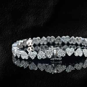Hip Hop <b>White</b> Gold 925 Silver Moissanite Diamond Heart Link <b>Bracelet</b> for Men Women - Product Image 2