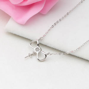 Conjunto de Accesorios de Joyería de Plata S925, Colgante con Diseño de Nudo de Ocho, Collar con Cadena para Clavícula, para DIY con Perlas, para Mujer - Product Image 3