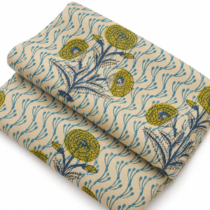 Tela Floral 100% Algodón con Estampado a Mano para Ropa de Cama, Fundas de Edredón y Diseños Personalizados - Product Image 1