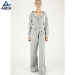 Newest Style Women Hoodies Tracksuits <b>Sets</b> Best Quality Product In Gray Color Plus Size Ladies Gym Crop Tracksuits - Product Image 1
