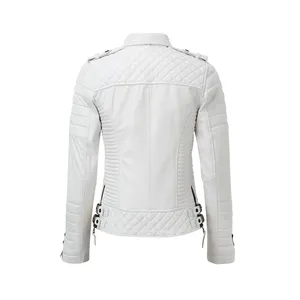 Vestes en cuir PU personnalisées de qualité supérieure, couleur vintage, broderie, impression, pour femmes - Product Image 3