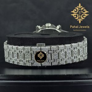 Reloj Cronógrafo de Cuarzo con Cristal de Zafiro e Incrustaciones de Diamantes, Tono Plateado, Correa de 20 mm, Estilo Minimalista de Lujo - Product Image 3