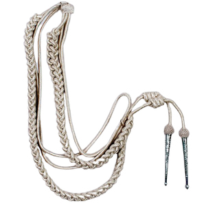 Aiguillette de cérémonie artisanale en Mylar argenté, cordon d'épaule, cordons de tenue personnalisés, lanières, fil métallique, logo personnalisé - Product Image 1