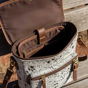 Vintage Cowhide Leather Hair On Backpack Travel Laptop Rucksack School Bag Handmade Durable Quality LHBP-0034 - Product Image 3