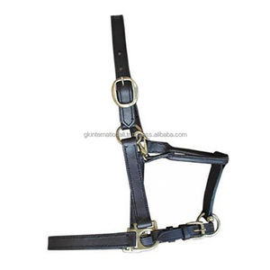 Licou de cheval en cuir haute résistance pratique et fonctionnel avec boucle et accessoires en laiton à double couronne réglable solide - Product Image 2