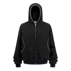 Unisex Hooded <b>Zip</b>-<b>Up</b> Sweatshirt Solid Color Regular Fit Casual Autumn Wear Knitted Full <b>Zip</b> <b>Hoodie</b> <b>Black</b> Gray - Product Image 6