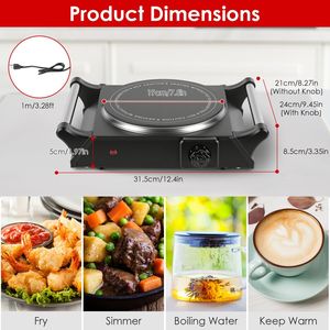 1000W Electric Single Burner Portable RV Hotplate Countertop Hot Stove with 5 Temperature Stepless Adjustments for <b>Camping</b> - Product Image 3