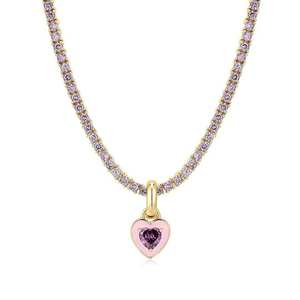 Collier pendentif en moissanite taille cœur, en argent sterling plaqué or, breloque solitaire, style hip-hop, pour soirée, unisexe - Product Image 3