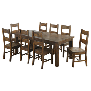 Ensemble de salle à manger en bois rustique, 8 chaises à dossier en échelle, finition antique durable, meubles pour la maison - Product Image 1